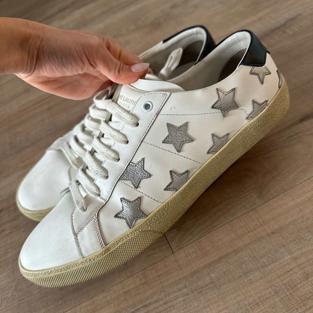 Saint Laurent Star Sneakers Men’s 45 White Leather